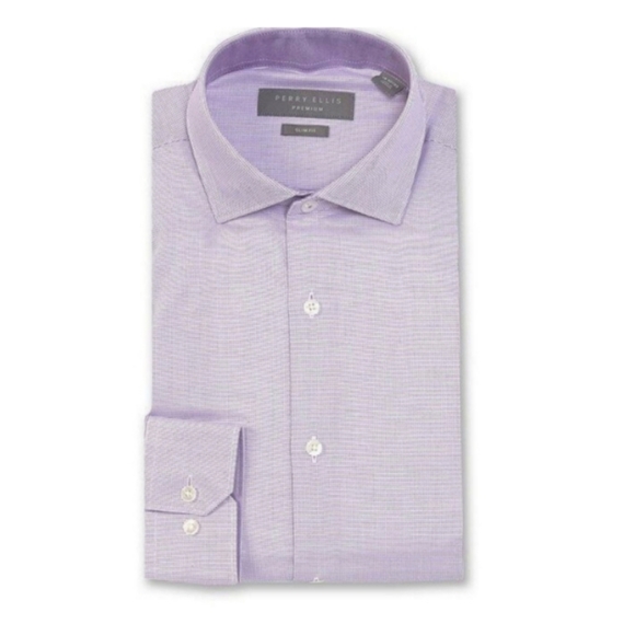 Perry Ellis Non-Iron Slim-Fit Nail Head Dress Shir - Picture 1 of 15